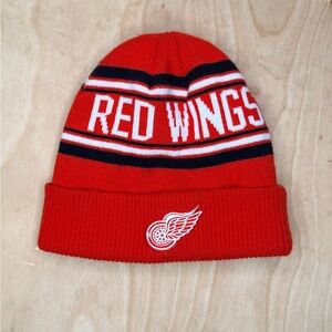 NHL Youth Detroit Red Wings Red Jacquard Cuffed Knit Beanie  Hat